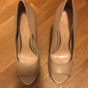 Jessica Simpson Leather Peep Toe Heel